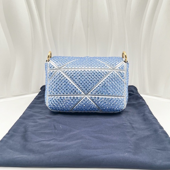 PRADA Mini Satin Bag with Crystal Embellishments Blue Gold Hardware - Picture 7 of 16